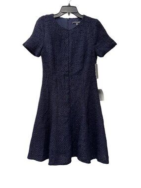 New JULIA JORDAN Women's Size 6 Navy Blue Textured Tweed Short Sleeve Dress